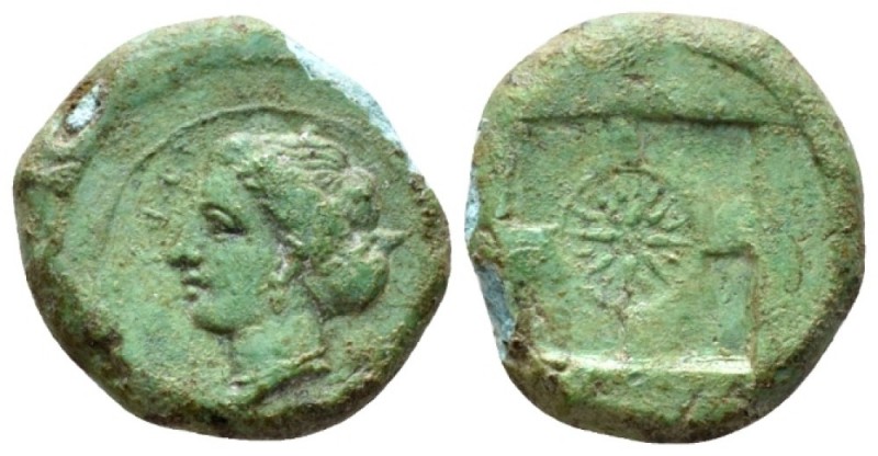 Sicily, Syracuse Hemilitra circa 405, Æ 17.5mm., 3.12g. Head of Arethusa l. Rev....