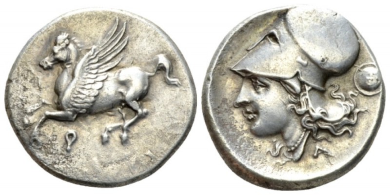 Corinthia, Corinth Stater circa 375-300, AR 21mm., 8.37g. Pegasos flying l. Rev....