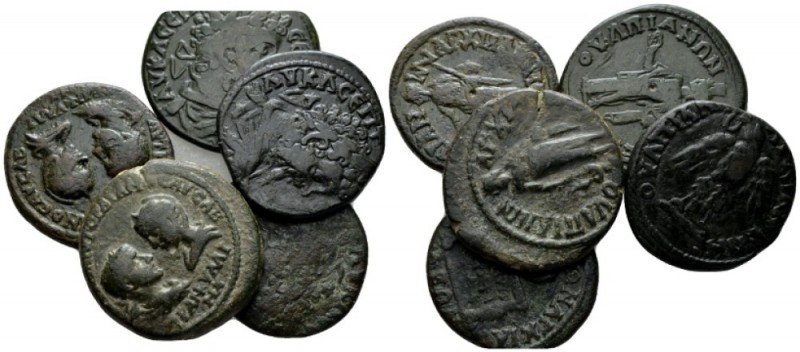 Thrace, Anchialus S. Severus and Gordian III with Tranquillina. Lot of 5 Bronzes...