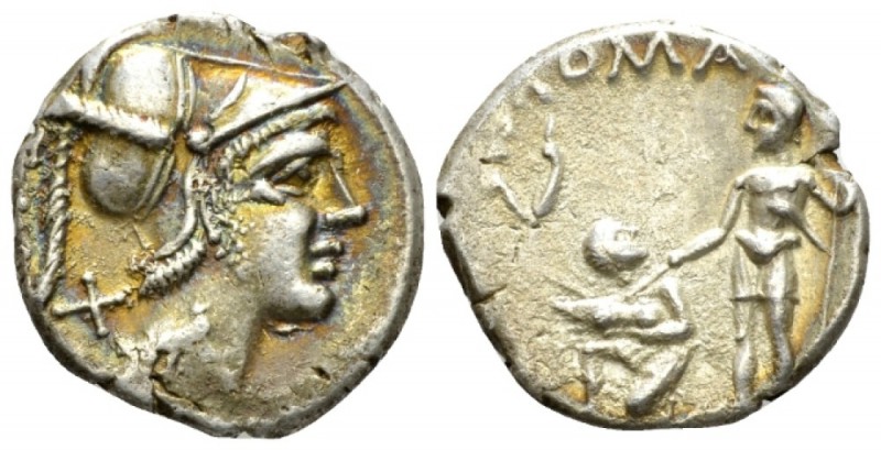 T. Veturius. Denarius circa 137, AR 19.5mm., 3.89g. TI ·VET ligate Helmeted and ...