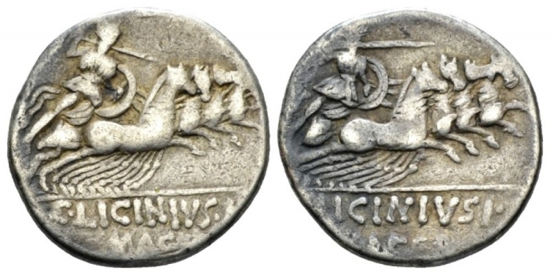 C. Licinius L.f. Macer. Denarius Barbaric imitation circa 84, AR 18.5mm., 3.71g....