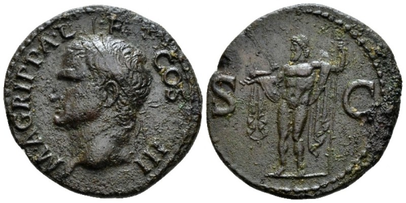 In the name of Agrippa As after 37, Æ 30mm., 10.93g. Head l., wearing rostral cr...