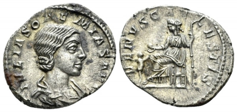 Julia Soemias, mother of Elagabalus Denarius circa 220-222, AR 19mm., 2.56g. Dra...