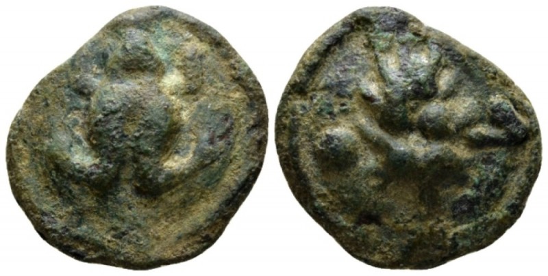 Apulia, Luceria Uncia circa 217-212, Æ 23.5mm., 12.04g. Frog. Rev. Barley-ear. I...