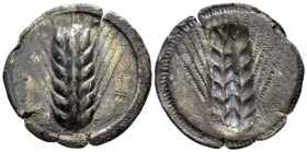 Lucania, Metapontum Nomos circa 510-470, AR 29mm., 6.74g. Barley ear. Rev. Same type incuse. Noe IX, 193. Historia Numorum Italy 148.

Toned, Very F...
