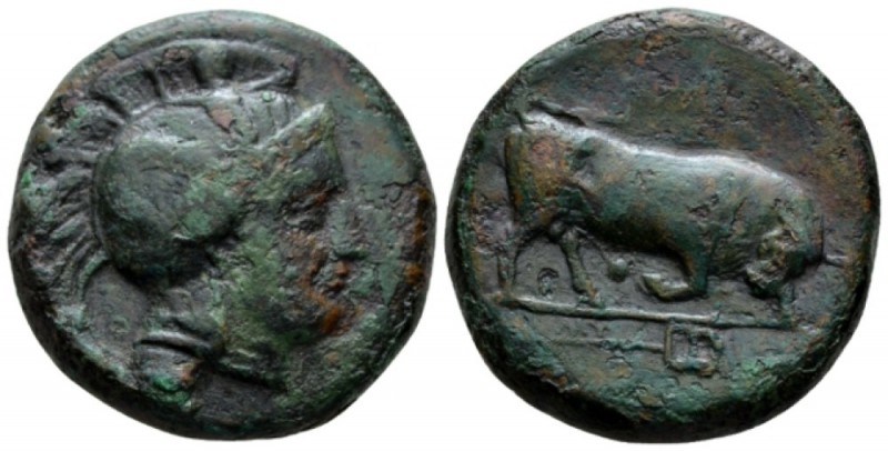 Lucania, Thurium Bronze second half of III cent., Æ 30mm., 29.10g. Head of Athen...