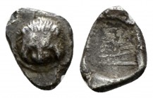 Sicily, The Samii Messana as Zankle Tetartemorion circa 494/3-490/89, AR 8mm., 0.20g. Lion’s mask facing. Rev. Prow of Samaina l.; E. E. Clain-Stefane...