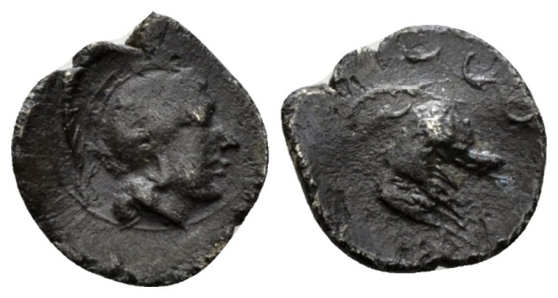 Sicily, Panormus as Ziz Litra circa 405-380, AR 12mm., 0.66g. Helmeted head of A...