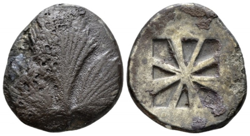 Sicily, Selinus Didrachm circa 540-510, AR 24mm., 8.35g. Selinon leaf. Rev. Incu...