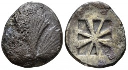 Sicily, Selinus Didrachm circa 540-510, AR 24mm., 8.35g. Selinon leaf. Rev. Incuse square divided into eight sections. C. Arnold-Biucchi , "The Beginn...