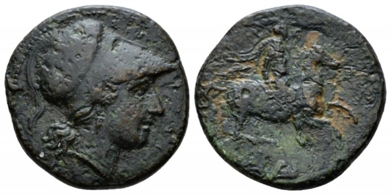Sicily, Syracuse Bronze crica 305-295, Æ 20mm., 5.50g. Head of Athena r., wearin...