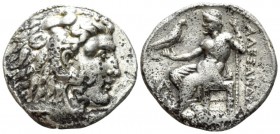 Kingdom of Macedon, Alexander III, 336 – 323 and posthumous issue Byblos Tetradrachm circa 330-320, AR 27mm., 17.04g. Head of Herakles r., wearing lio...