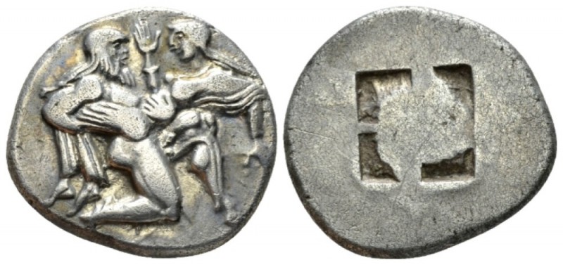 Island of Thrace, Stater Stater circa 500-463, AR 21mm., 8.73g. Satyr carrying n...
