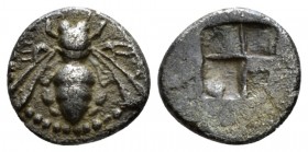 Ionia, Ephesus 1/12 stater end VI cent., AR 20mm., 1.01g. Bee seen from above. Rev. Quadripartite incuse square. Karwiese, Ephesos, 54. Demeester 113 ...