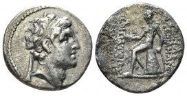 The Seleucid Kings, Alexander I Balas, 152-145 BC Antioch Drachm circa 152-145, AR 18mm., 3.73g. Diademed head r. Rev. Apollo seated on omphalos l., h...