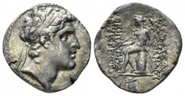 The Seleucid Kings, Alexander I Balas, 152-145 BC Antioch Drachm circa 152-145, AR 18mm., 3.93g. Diademed head r. Rev. Apollo seated on omphalos l., h...