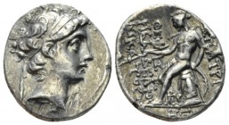 The Seleucid Kings, Demetrius II Nicator, 146-138 BC Antioch Drachm circa 146-138, AR 18mm., 3.94g. Diademed head r. Rev. Apollo seated on omphalos l....