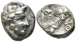 Arabia, Athens-style Tetradrachm after 350, AR 24mm., 16.43g. Helmeted head of Athena r. Rev. Owl, standing r., in upper l. field, olive sprig and cre...
