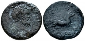 Corinthia, Corinth Septimius Severus, 193-211 Bronze circa 193-211, Æ 25.5mm., 8.16g. Laureate, draped and cuirassed bust r. Rev. Nike holdin whip in ...