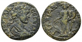 Lydia, Cilbiani Inferiores Geta Caesar, 198-209 Bronze circa 198-209, Æ 21mm., 4.14g. Laureate, draped and cuirassed bust r. Rev. NЄIKAЄΩN KΙΛBIANΩN. ...
