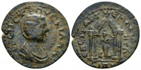 Lydia, Magnesia ad Sipylum. Otacilia Severa, wife of Philip I Bronze circa 249-251, Æ 27.5mm., 7.09g. Drpaed bust r., wearing stephane. Tetrastyle tem...