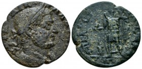 Lydia, Saitta Gallienus, 253-268 Bronze circa 253-268, Æ 28mm., 8.68g. Laureate, draped and cuirassed bust r. Rev. Mên(?) standing l., holding globe a...