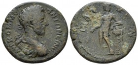 Phrygia, Cadi Lucius Verus, 161-169 Bronze circa, Æ 25mm., 9.37g. Laureate, draped and cuirassed bust r. Rev. Apollo standing, l., resting l. arm on t...
