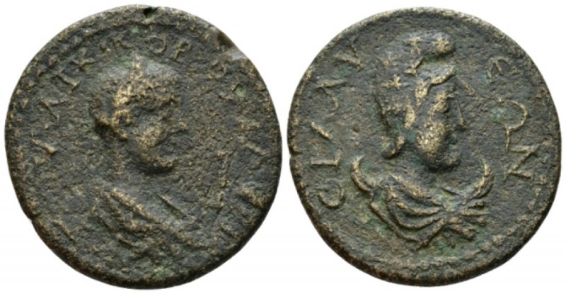 Pamphilia, Sillyum Valerian II Caesar, 253-255 Bronze circa 2536-255, Æ 33mm., 1...