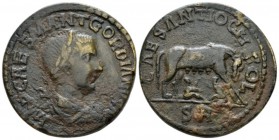 Pisidia, Antioch Gordian III, 238-244 Bronze circa 238-244, Æ 34mm., 29.82g. Laureate, draped and cuirassed bust r. Rev. She-wolf standing r., head re...