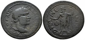 Pisidia, Conana Gallienus, 253-268 Bronze circa 253-268, Æ 34.5mm., 20.63g. Laureate head r. Rev. Zeus standing l., holding sceptre and thunderbolt, b...