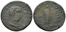 Cilicia, Anemurium Valerian I, 253-260 Bronze circa 253-261, Æ 27.5mm., 8.68g. Radiate, draped, and cuirassed bust r. Rev. Facing mummiform cult statu...