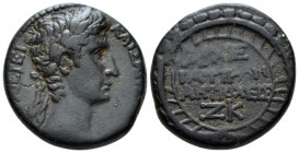 Seleucis ad Pieria, Antioch Octavian as Augustus, 27 BC – 14 AD Bronze circa 5-4 BC, Æ 25mm., 13.21g. KAIΣAPI ΣEBAΣTΩ APXIEPEI Laureate head r. Rev. A...