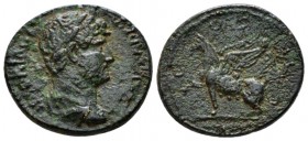 Seleucis ad Pieria, Antioch Hadrian, 117-138 Quadrans circa 125-128, Æ 19.5mm., 3.67g. Laureate, draped and cuirassed bust r. Rev. Ggriffin l., fore-p...