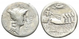 L. Cornelius Sulla Imperator with L. Manlius Torquatus Proquaestor. Denarius mint moving with Sulla 82, AR 17mm., 3.87g. L·MANLI – PRO Q. Helmeted hea...