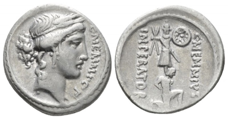 C. Memmius C. f. Denarius 56, AR 18mm., 3.83g. C·MEMMI·C·F Head of Ceres r., wea...