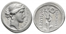 C. Memmius C. f. Denarius 56, AR 18mm., 3.83g. C·MEMMI·C·F Head of Ceres r., wearing barley-wreath. Rev. C·MEMMIVS – IMPERATOR Trophy; in the foregrou...