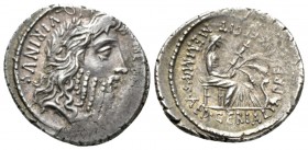 C. Memmius C. f. Denarius 56, AR 20mm., 3.84g. 56, AR 3.90 g. C·MEMMI·C·F· – QVIRINVS Laureate head of Quirinus r. Rev. MEMMIVS· ED·CERIALIA·PREIMVS·F...