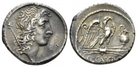 Q. Cassius Longinus. Denarius 55, AR 18.5mm., 3.91g. Head of Genius Populi Romani r.; sceptre over shoulder. Rev. Eagle on thunderbolt r.; in l. field...