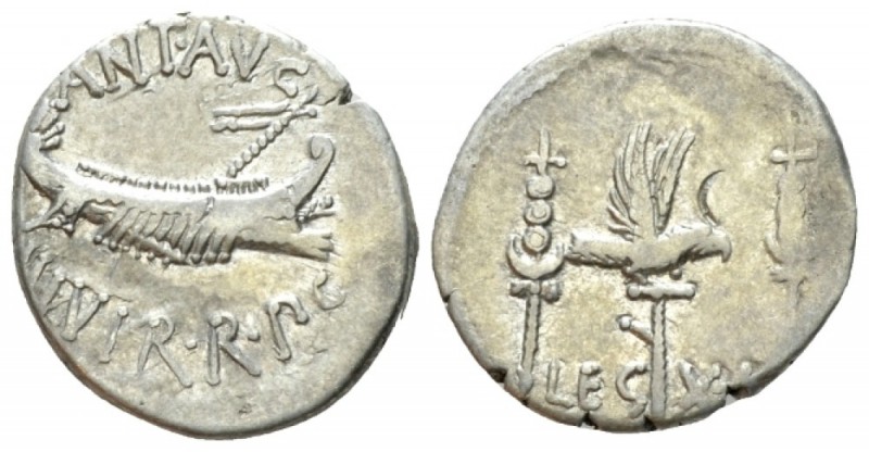 Marcus Antonius. Denarius mint moving with M. Antony 32-31, AR 17.5mm., 3.68g. A...