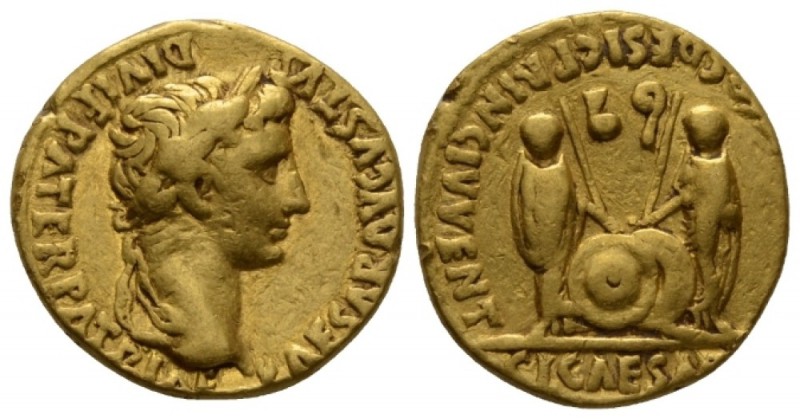 Octavian as Augustus, 27 BC – 14 AD Aureus Lugdunum circa 2 BC - 4 AD, AV 18mm.,...