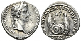 Octavian as Augustus, 27 BC – 14 AD Denarius Lugdunum circa 2 BC-4 AD, AR 18mm., 3.68g. Laureate head r. Rev. Caius and Lucius standing facing, each t...