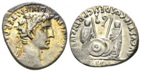 Octavian as Augustus, 27 BC – 14 AD Denarius Lugdunum circa 2 BC- 4 AD, AR 18mm., 3.44g. Laureate head r. Rev. Caius and Lucius standing facing, each ...