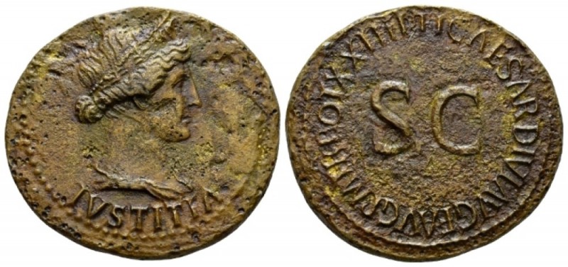 In the name of Livia, wife of Augustus Dupondius circa 21-22, Æ 30.5mm., 12.10g....