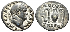 Vespasian, 69-79 Denarius January – July 71, AR 18mm., 3.26g. Laureate head r. Rev. Pontifical instruments: simpulum, jug, lituus and aspergillum. C 4...