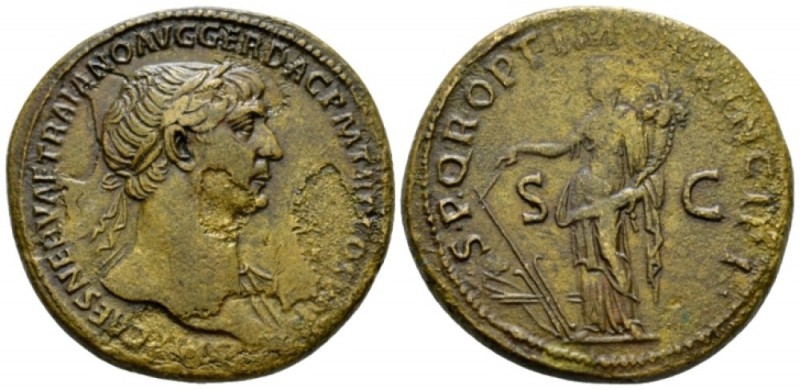 Trajan, 98-117 Sestertius circa 103-111, Æ 34.5mm., 26.69g. IMP CAESA NERVAE TRA...