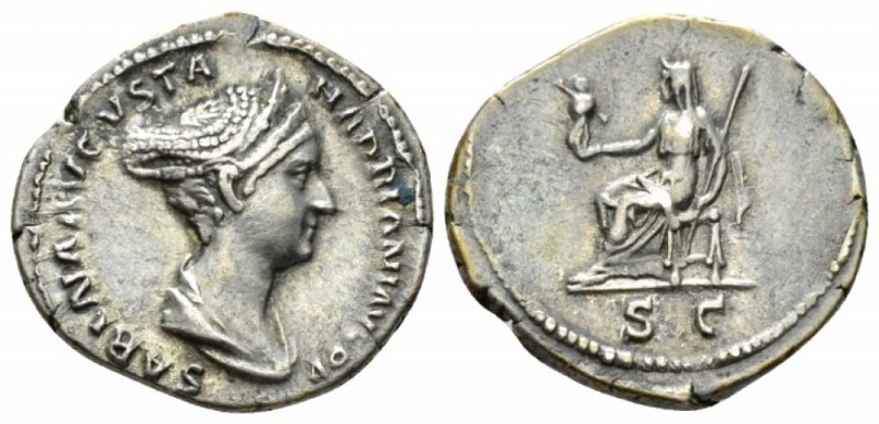 Sabina, wife of Hadrian Denarius circa 128-136, AR 19mm., 3.24g. Draped bust r.,...