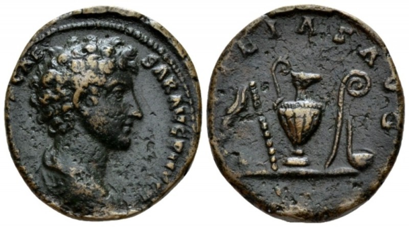 Marcus Aurelius Caesar, 139-161. As 140-144, Æ 25mm., 10.05g. Bare-headed, drape...