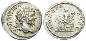 Septimius Severus, 193-211 Denarius 198-200, AR 18mm., 3.82g. Laureate head r. Rev. Moneta seated l., holding scales and cornucopiae. RIC 135b

Good...