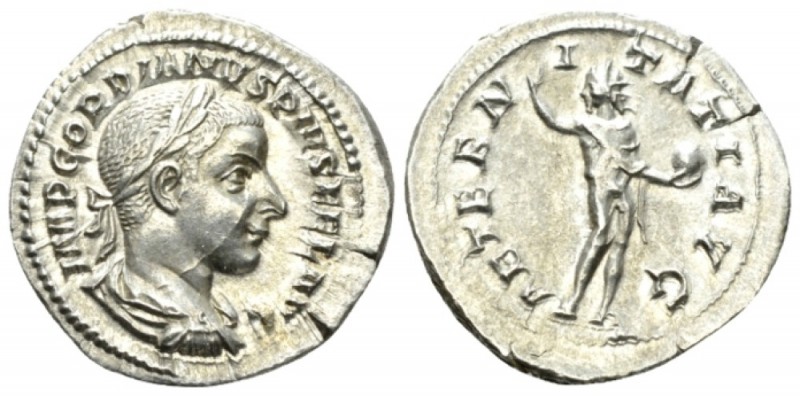 Gordian III, 238-244 Denarius 241-243, AR 21mm., 3.19g. Laureate, draped and cui...