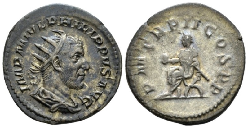 Philip I, 244-249 Antoninianus circa 245, AR 23mm., 4.15g. Radiate, draped and c...